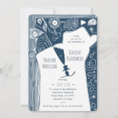 Doodle Line Art Paar Huwelijksuitnodiging Kaart (Voorkant)