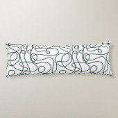 Doodle Line Art Patroon | Donker Smaragd Groen/Wit Lichaamskussen (Achterkant)