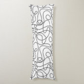 Doodle Line Art Patroon | Grafiet op wit Lichaamskussen (Voorkant Verticaal)
