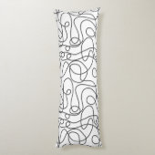 Doodle Line Art Patroon | Grafiet op wit Lichaamskussen (Achterkant (Verticaal))