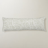 Doodle Line Art Patroon | Wit op Beige/Warm Grijs Lichaamskussen (Achterkant)