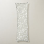 Doodle Line Art Patroon | Wit op Beige/Warm Grijs Lichaamskussen (Achterkant (Verticaal))