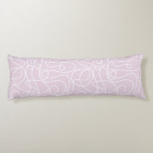 Doodle Line Art Patroon | Wit op Dusty Pink Lichaamskussen (Achterkant)
