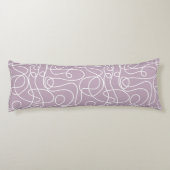 Doodle Line Art Patroon | Wit op Mauve Lichaamskussen (Achterkant)