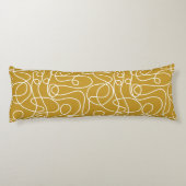 Doodle Line Art Patroon | Wit op oud goud Lichaamskussen (Achterkant)