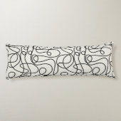 Doodle Line Art Patroon | Zwart op crème Lichaamskussen (Achterkant)