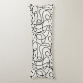 Doodle Line Art Patroon | Zwart op crème Lichaamskussen (Voorkant Verticaal)