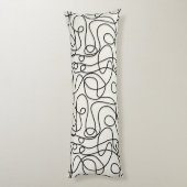 Doodle Line Art Patroon | Zwart op crème Lichaamskussen (Achterkant (Verticaal))