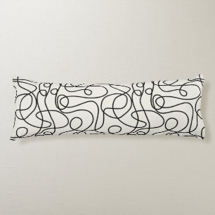 Doodle Line Art Patroon   Zwart op crème Lichaamskussen