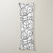 Doodle Line Art Patroon | Zwart op wit Lichaamskussen (Voorkant Verticaal)