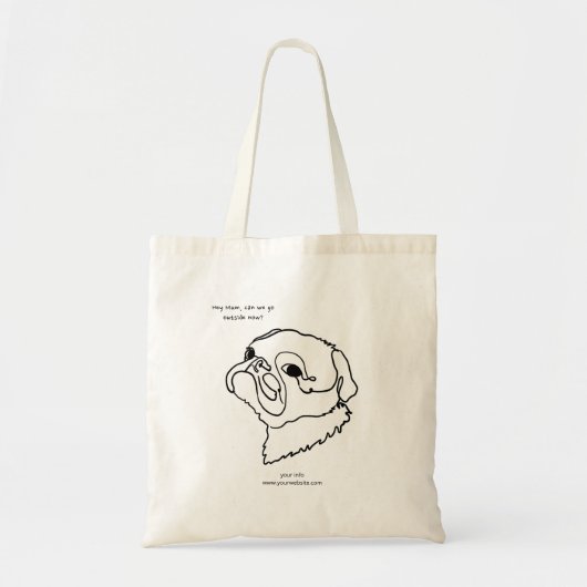 Doodle Line Art Pug Ontwerp uw eigen Tas (Voorkant)