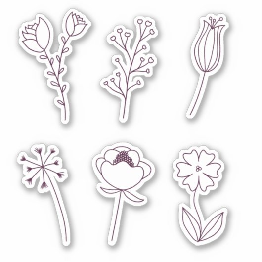 Doodle Line Flowers Sticker (Voorkant)