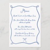 Doodle lint en strik Frans blauwe trouw Menu (Voorkant)