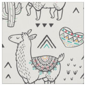 Doodle Llama Fabric Stof (Close Up)