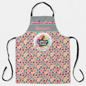 Doodle Lunchtijd Garde Pastelkleurige Sticker Schort (Voorkant)