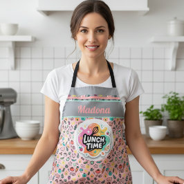 Doodle Lunchtijd Garde Pastelkleurige Sticker Schort
