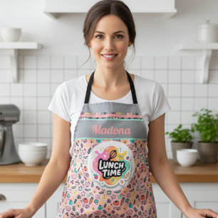 Doodle Lunchtijd Garde Pastelkleurige Sticker Schort