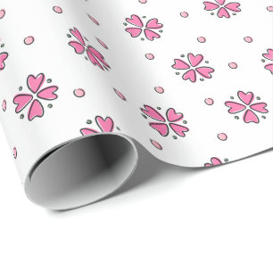 Doodle Madeliefjes en Stippen Cadeaupapier