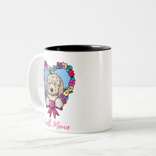 Doodle mama tweekleurige koffiemok (Voorkant links)