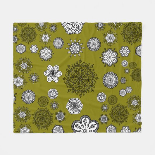 Doodle Mandelas op het Groene Gordijn Fleece Deken (Voorkant (Horizontaal))
