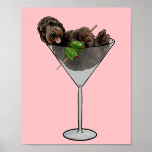 Doodle Martini Dog Mom Waterverf Poster