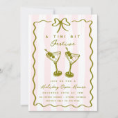 Doodle Martini Feestelijke Funky Bow Kerstfeest Kaart (Voorkant)