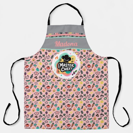 Doodle Master Chef Hat Kitchen Art Schort (Voorkant)