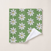 Doodle Modern Daisy Green Badkamer Decor Bad Handdoek (Wasdoekje)