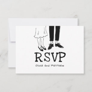 Doodle Modern Huwelijksreactie Leuke Bruid & Bru RSVP Kaartje