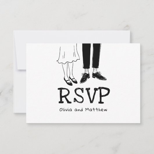 Doodle Modern Huwelijksreactie | Leuke Bruid & Bru RSVP Kaartje (Voorkant)