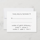 Doodle Modern Huwelijksreactie | Leuke Bruid & Bru RSVP Kaartje (Achterkant)