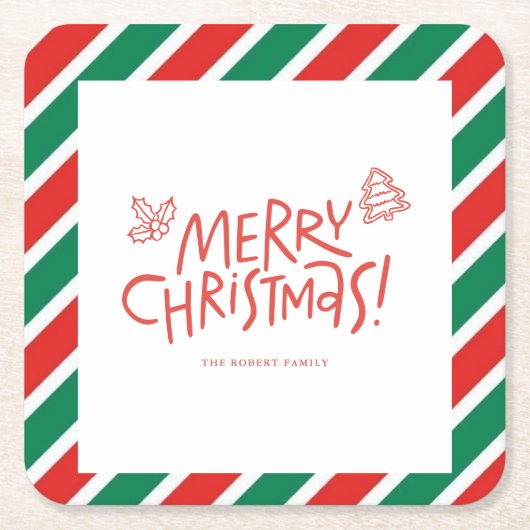 Doodle moderne kerstfeest kaart kartonnen onderzetters (Voorkant)