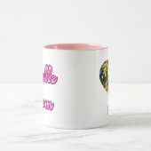 Doodle Moeder Aangepaste Foto Naam Roze Hart Typog Mok (Midden)