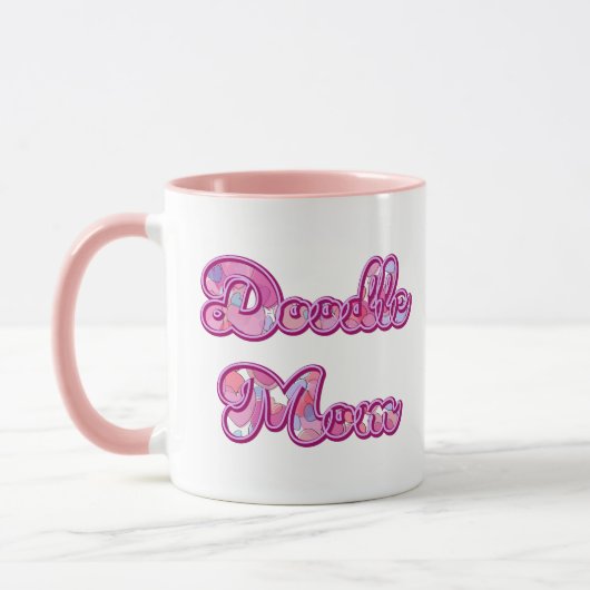 Doodle Moeder Aangepaste Foto Naam Roze Hart Typog Mok (Links)