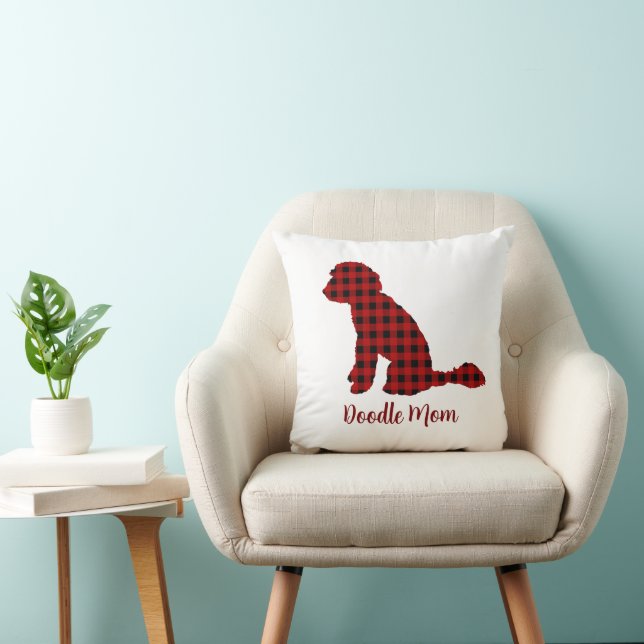 Doodle Moeder Labradoodle In Buffalo Check Plaid  Kussen (Stoel)