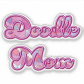 Doodle Moeder Roze Hart Pop Art Typografie Sticker (Voorkant)