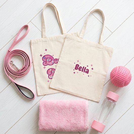 Doodle Moeder Roze Harten Gepersonaliseerde Naam Tote Bag