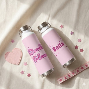 Doodle Moeder Roze Harten Gepersonaliseerde Naam Waterfles