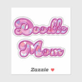 Doodle Mom Pink Heart Pop Art Typography Sticker (Vel)