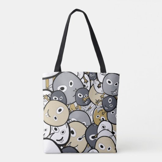 Doodle monsters tote bag (Achterkant)