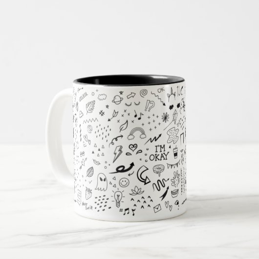 Doodle Mug Tweekleurige Koffiemok (Voorkant links)