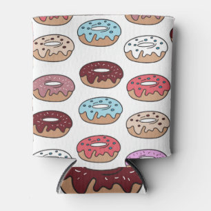 Doodle multi-gekleurde donuts achtergrond. blikjeskoeler