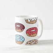 Doodle multi-gekleurde donuts achtergrond. koffiemok (Voorkant rechts)