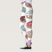 Doodle multi-gekleurde donuts achtergrond. leggings (Links)