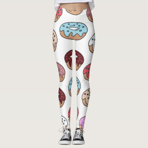 Doodle multi-gekleurde donuts achtergrond. leggings