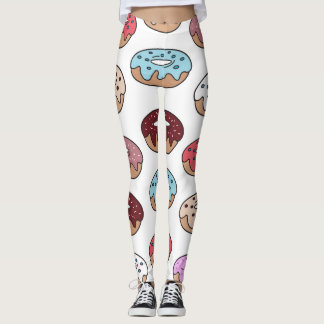 Doodle multi-gekleurde donuts achtergrond. leggings