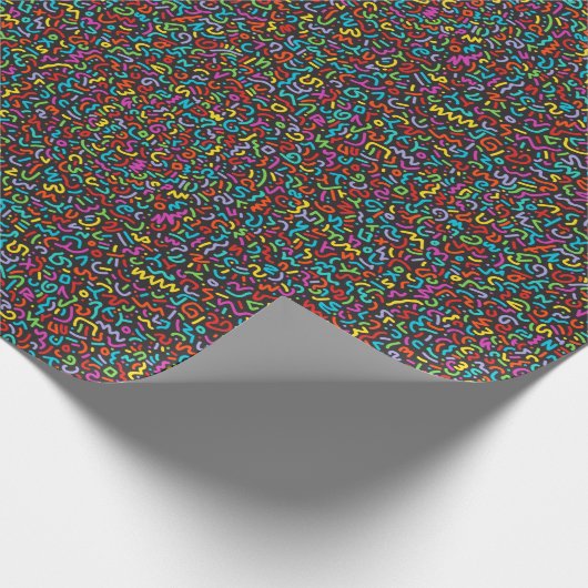 Doodle (Multi-on Black) dragerpapier Cadeaupapier (Hoek)