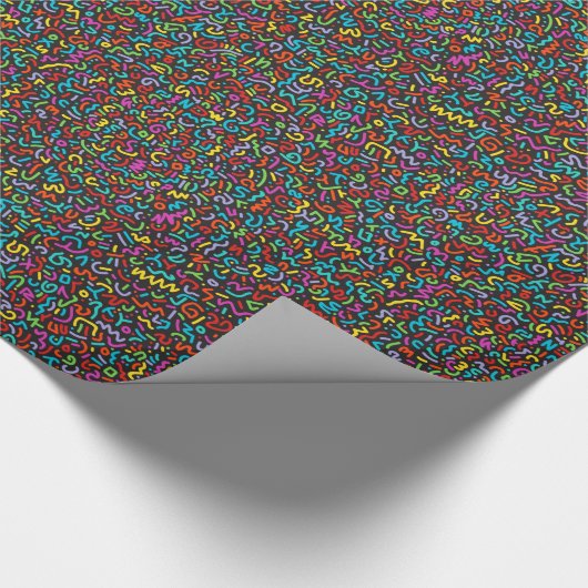 Doodle (Multi-on Black) dragerpapier Cadeaupapier (Hoek)