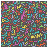Doodle (Multi on Black) Stof (Close Up)