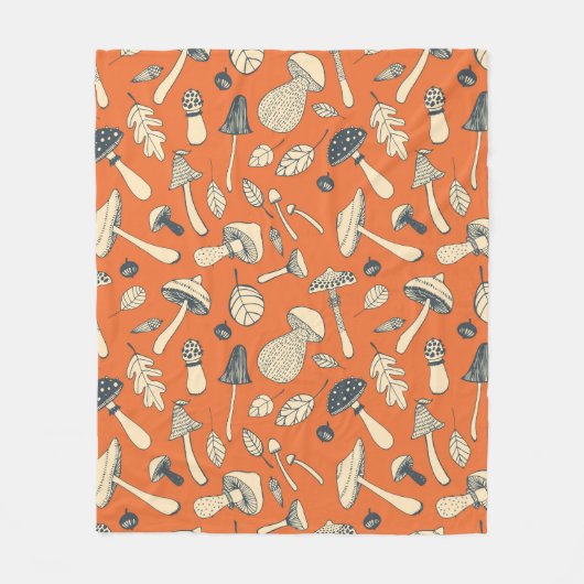 Doodle Mushroom Naadloze Wallpaper Fleece Deken (Voorkant)